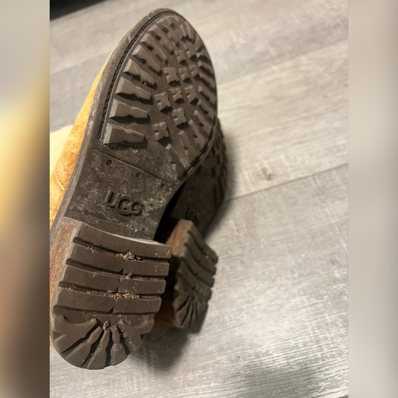 Ugg Womens Blayre Boot Chestnut Suede Block Moto Sherpa Heel Lug Bootie Size 8 - Picture 5 of 6